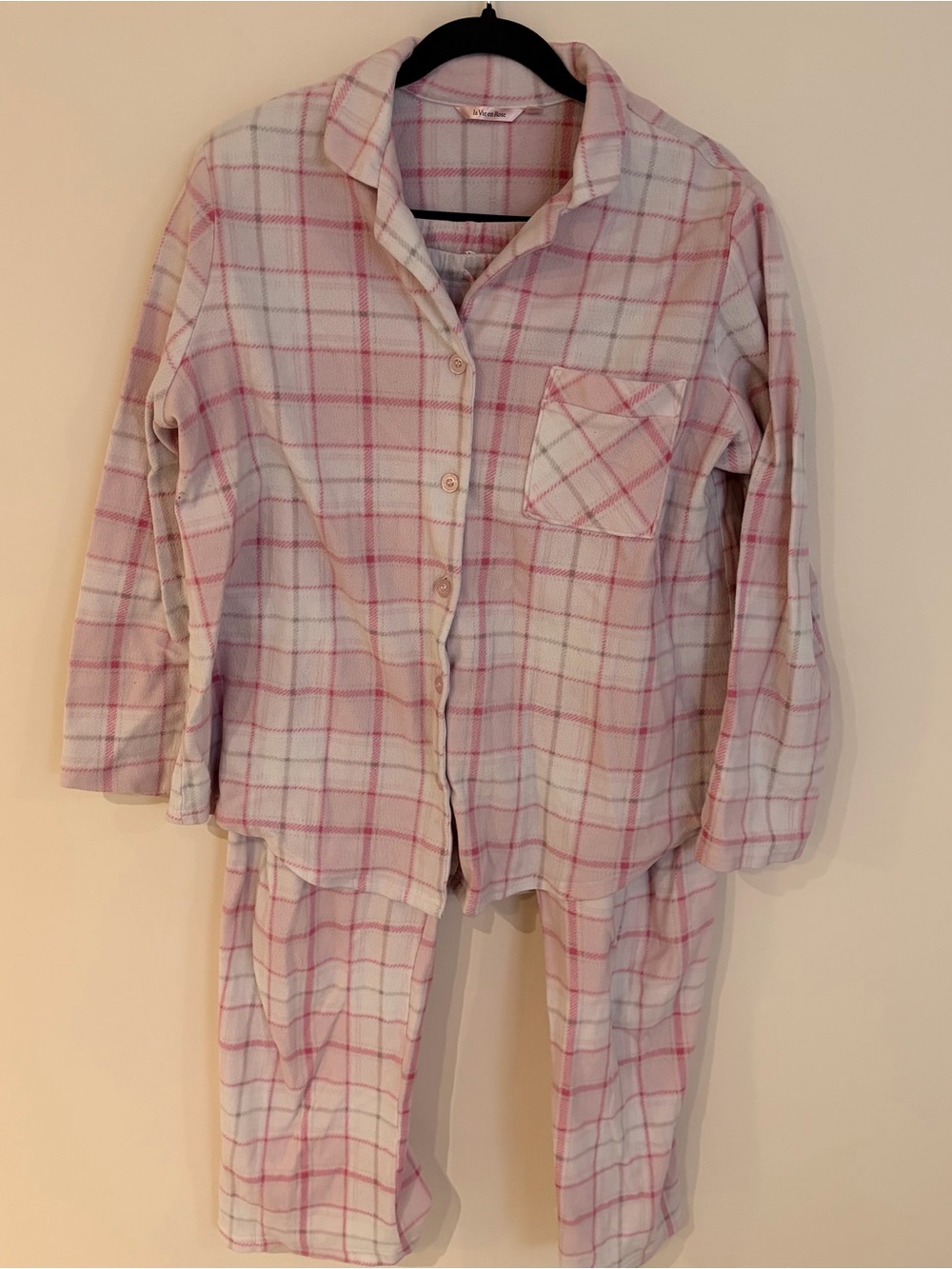 La Vie en Rose Women's Pajama Set Pink Fleece